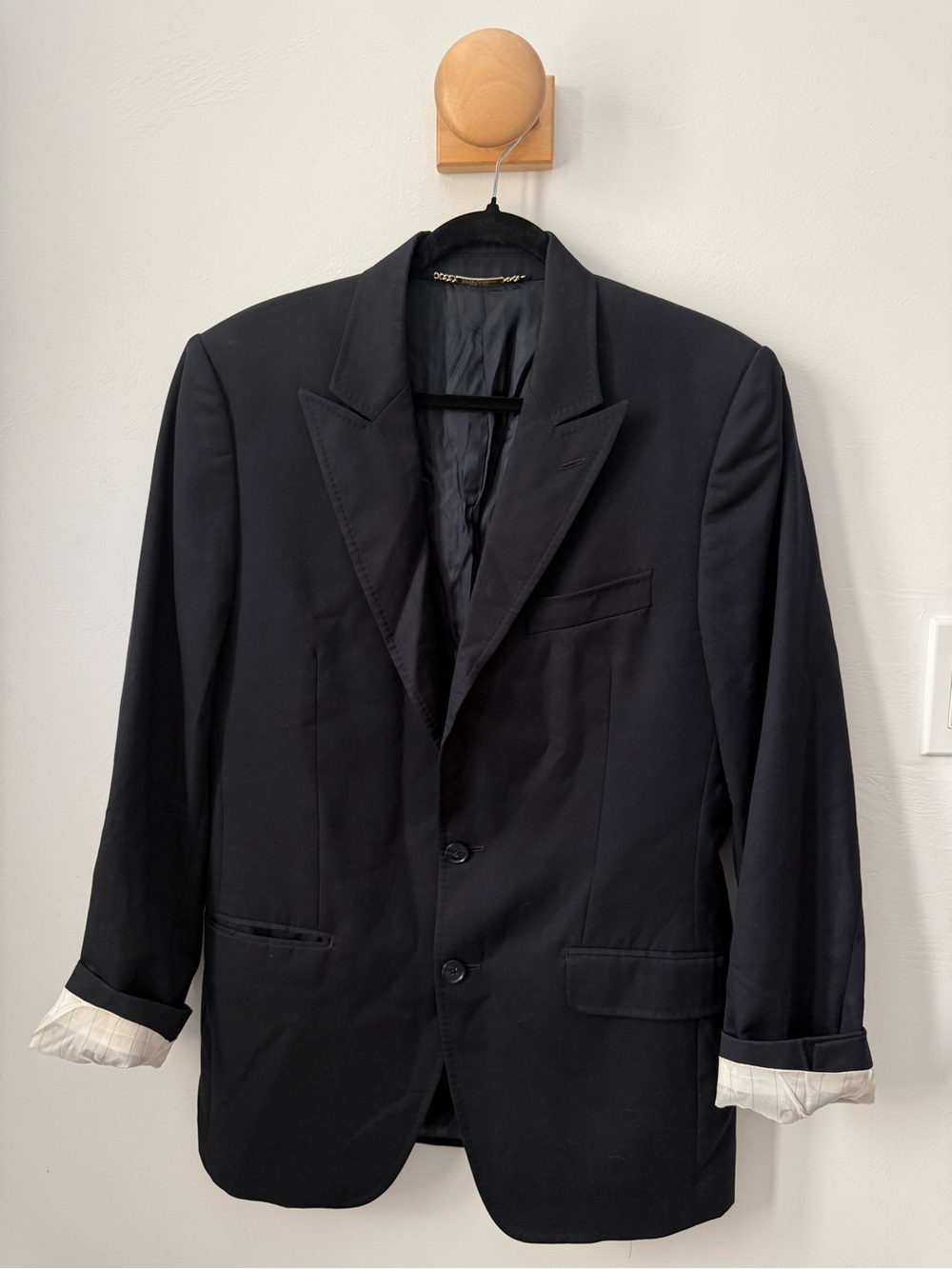 Dolce Gabbana Vintage 2007 Wool Blazer Boyfriend oversized Black IT 46 Us 38 - Picture 2 of 15